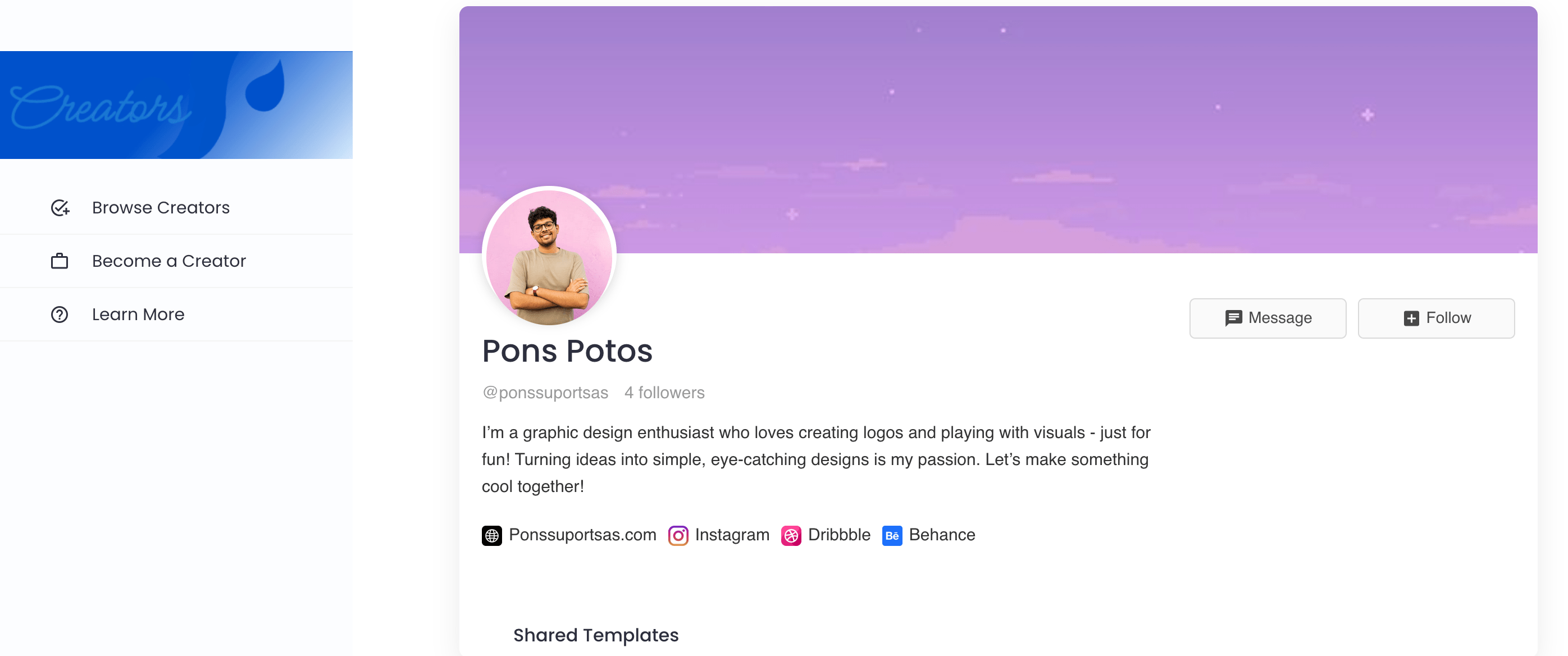 Creator Profile Page